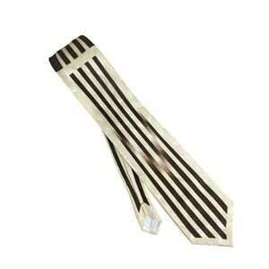 Daniel Ellissa Mens Tie Cream Black Brown Striped Geometric Artsy Art Deco 59x4